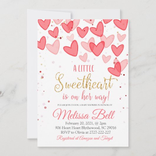 Valentijn Baby shower Uitnodiging, is onderweg Kaart (Voorkant)