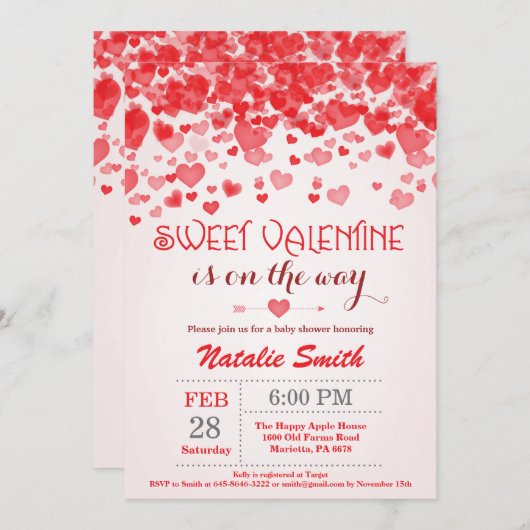 Valentijn Baby shower Uitnodiging Kleine Schatje (Voorkant / Achterkant)