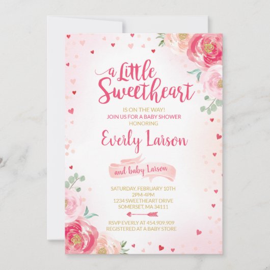 Valentijn Baby shower Uitnodiging Liefje Baby (Voorkant)