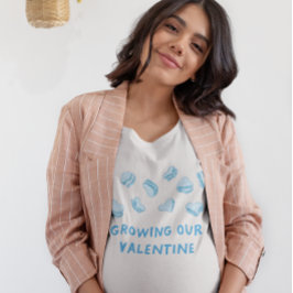 Valentijn Baby Zwangerschap Blauwe harten T-shirt