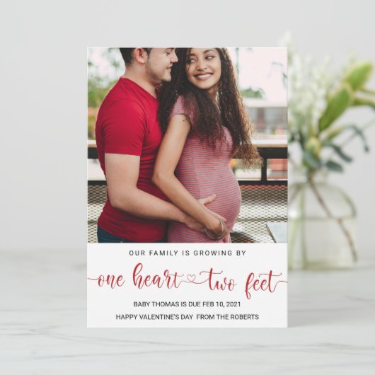 valentijn baby zwangerschapsaankondiging liefde ha feestdagenkaart (Staand voorkant)