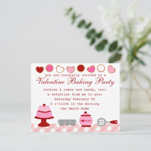 Valentijn Baking Party Kaart (Staand voorkant)