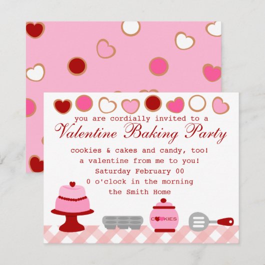 Valentijn Baking Party Kaart (Voorkant / Achterkant)