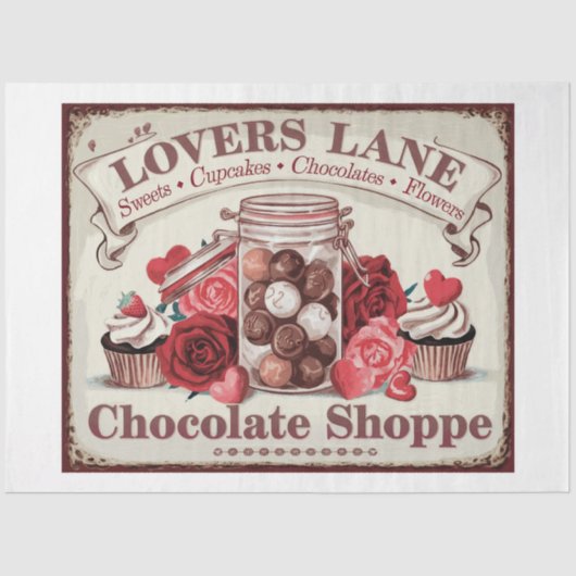 Valentijn Bakkerij en snoep Serie Ontwerp #16 Tissuepapier (Voorkant)