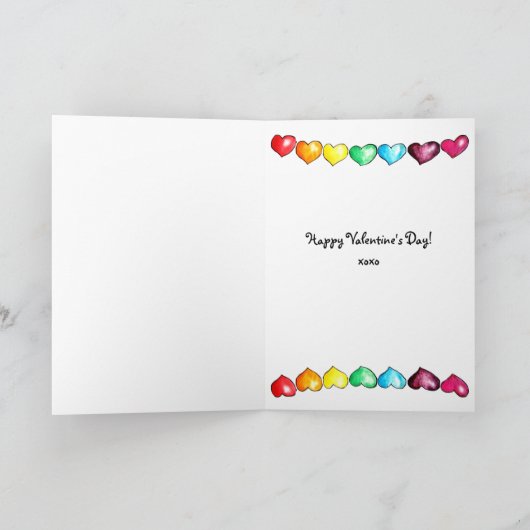 Valentijn Ballon waterverf regenboogkatten Kaart (Binnen)