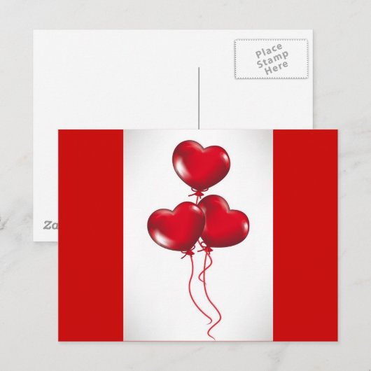 Valentijn ballonnen (3) feestdagenkaart (Voorkant / Achterkant)