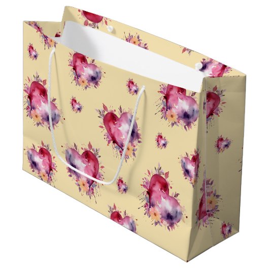 Valentijn Banaan Mania Splash of Hearts Pattern Groot Cadeauzakje (Voorkant Gekanteld)