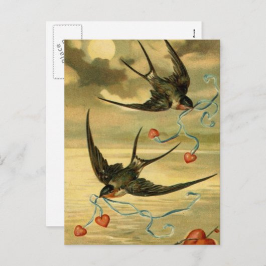 Valentijn Barn slikt met hart Feestdagenkaart (Voorkant / Achterkant)