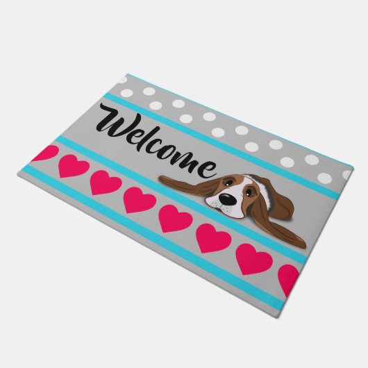 Valentijn Basset Hound Deurmat (Schuin)