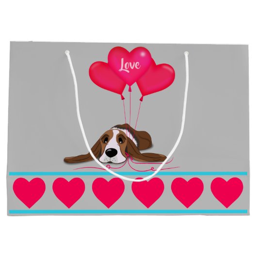 Valentijn Basset Hound Groot Cadeauzakje (Achterkant)