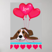 Valentijn Basset Hound Poster (Voorkant)