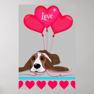 Valentijn Basset Hound Poster