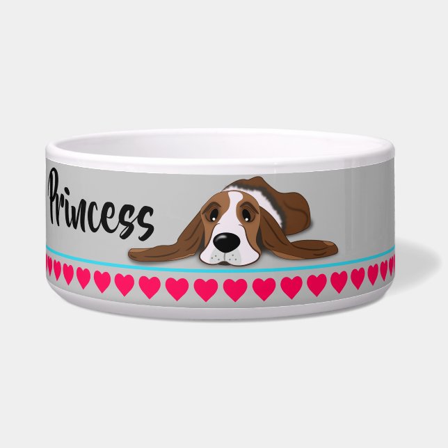 Valentijn Basset Hound Voerbakje (Voorkant)