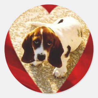 Valentijn Bassett Hound Ronde Sticker