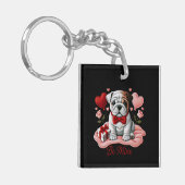 Valentijn Be Mine English Bulldog Acryl Sleutelhan Sleutelhanger (Voorkant Links)