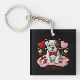 Valentijn Be Mine English Bulldog Acryl Sleutelhan Sleutelhanger