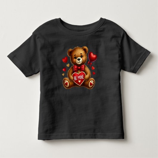 Valentijn Be Mine Teddy Bear Red Kinder Shirts (Voorkant)