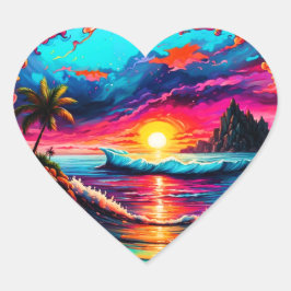 Valentijn Beach Design Hart Sticker