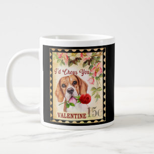  Valentijn beagle Dog met Roos Grote Koffiekop
