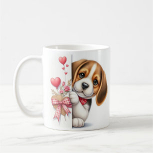 valentijn Beagle Puppy - Schattigee hond met een l Koffiemok