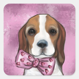 VALENTIJN BEAGLE VIERKANTE STICKER