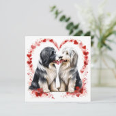 Valentijn Bearded Collie Sweethearts Liefde Feestdagenkaart (Staand voorkant)