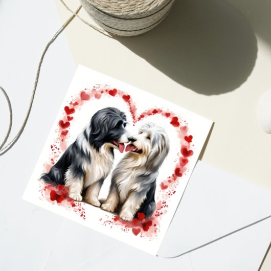 Valentijn Bearded Collie Sweethearts Liefde Feestdagenkaart