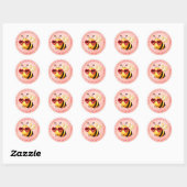 Valentijn Bee gepersonaliseerde naam ronde Sticker (Vel)
