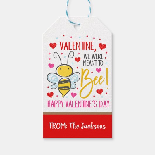 Valentijn Bee Gift Label Cadeaulabel (Voorkant)