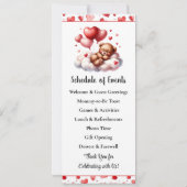 Valentijn Beer Baby shower Menu en Programma (Achterkant)