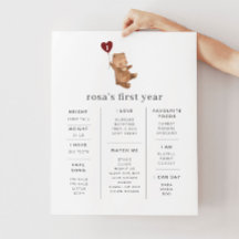 Valentijn Beer Ballon Mijlsteen Poster