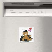 Valentijn Beer en zwarte katten van Bihrle Magnet (Insitu (Vaatwasser))