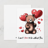 Valentijn beer feestdagenkaart (Voorkant / Achterkant)