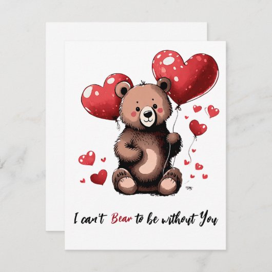 Valentijn beer feestdagenkaart (Voorkant / Achterkant)