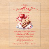 Valentijn Beer Genderneutraal Baby shower Acryl Uitnodigingen (Voorkant)