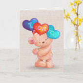 Valentijn Beer met ik hou van jullie ballonnen Kaart (Gele Bloem)