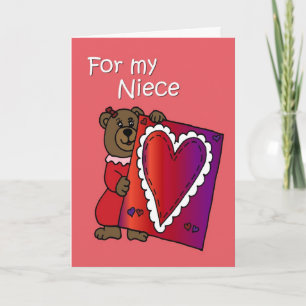 Valentijn Beer voor nichtje Feestdagen Kaart