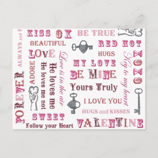 Valentijn berichten briefkaart (Voorkant)