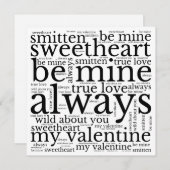 Valentijn beschrijft WordArt Black Tekst wit Feestdagenkaart (Voorkant / Achterkant)