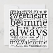 Valentijn beschrijft WordArt Black Tekst wit Feestdagenkaart (Voorkant)