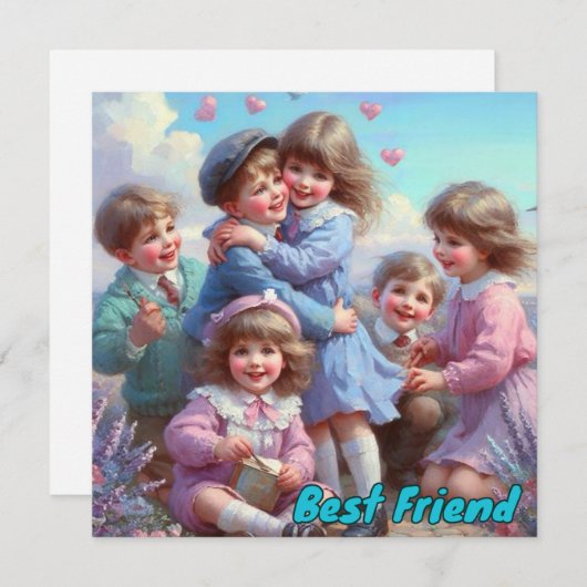 Valentijn ~ BESTE VRIEND ~ Kinderen ~ Feestdagenkaart (Voorkant / Achterkant)