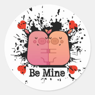 Valentijn Biggetjes Valentijnsticker Ronde Sticker