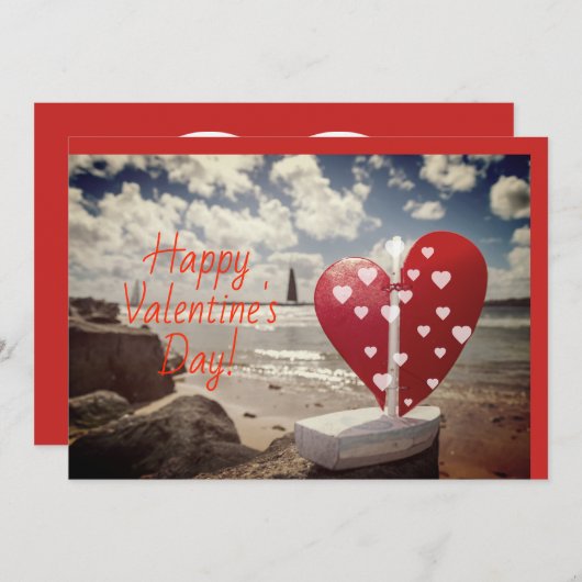 Valentijn bij Beach Feestdagenkaart (Voorkant / Achterkant)