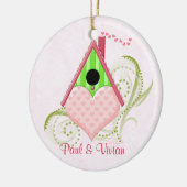 Valentijn Birdhouse Ornament met Achtergrond (Links)