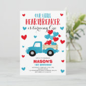 Valentijn Birthday nodigt hartbreekster Blue Truck Kaart (Staand voorkant)