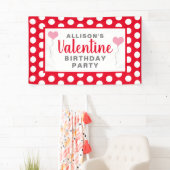 Valentijn Birthday Party Red Stippen roze hartenna Spandoek (Insitu)