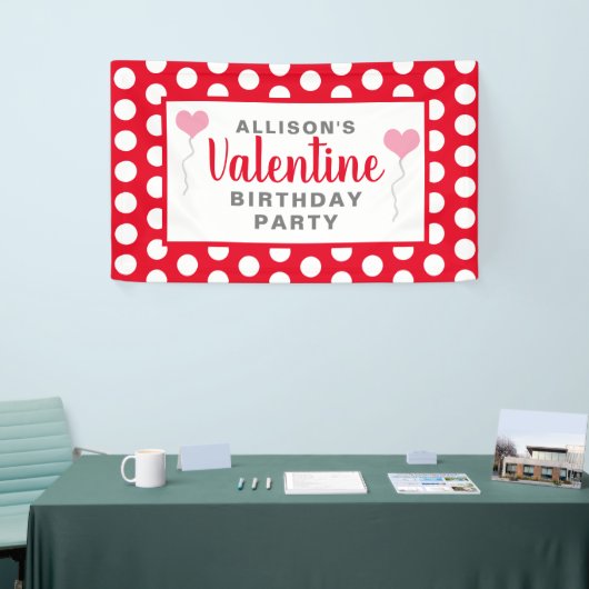 Valentijn Birthday Party Red Stippen roze hartenna Spandoek (Beurs)