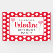 Valentijn Birthday Party Red Stippen roze hartenna Spandoek (Horizontaal)