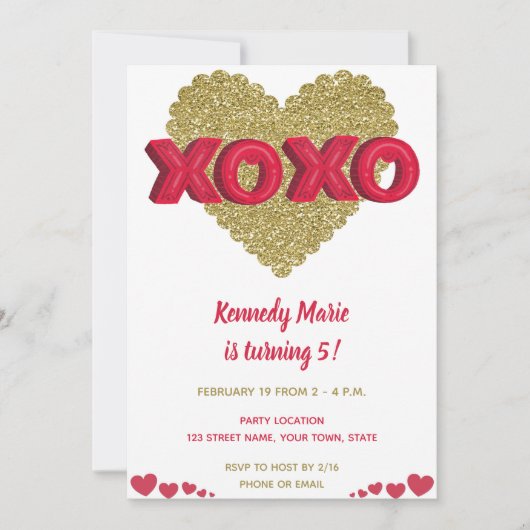 Valentijn Birthday Uitnodiging (Voorkant)