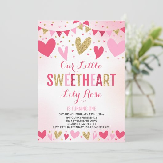 Valentijn Birthday Uitnodiging Lieverd Dag (Staand voorkant)